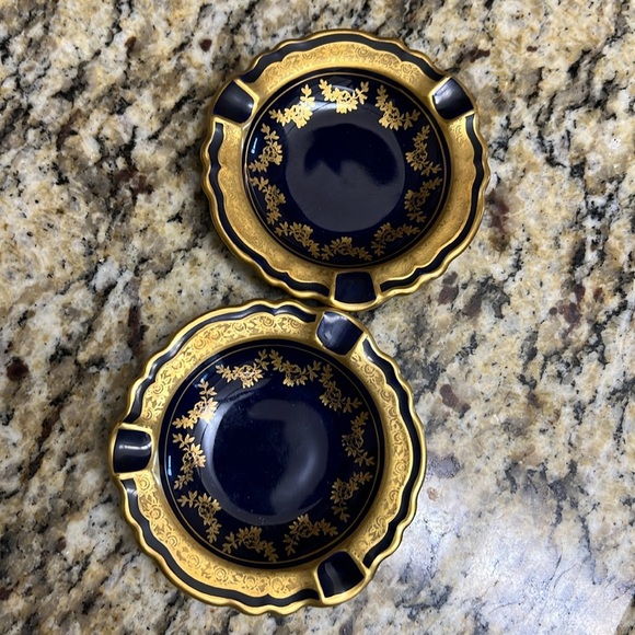 Vintage Lindner Bavaria Echt Cobalt Ashtray – 24K Gold Trim, Excellent Condition - Picture 2 of 2